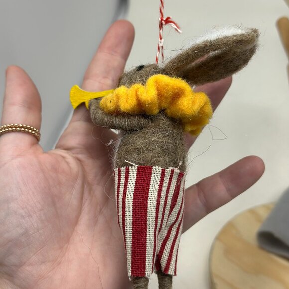 Felted Brown Rabbit Musician Christmas Ornament - Picture 12 of 12